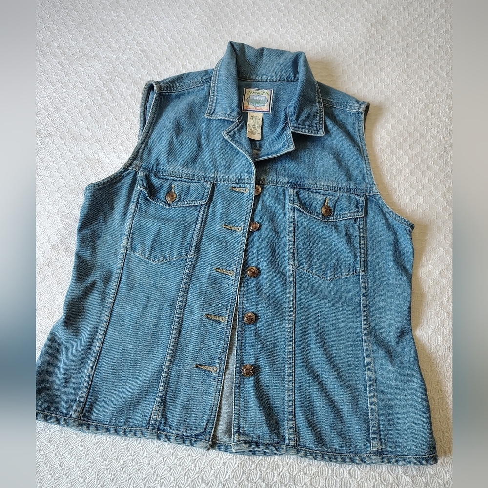 St. John's Bay Denim Sleeveless Vest Size M